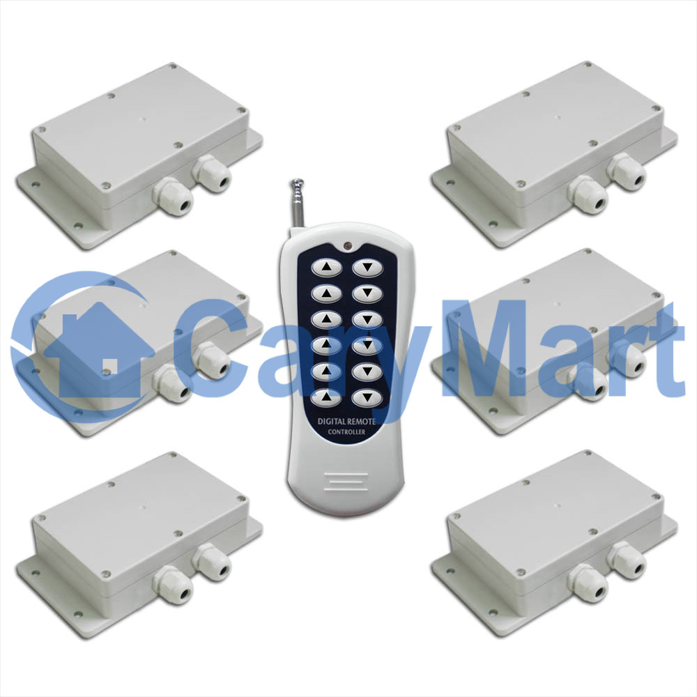 AC Motor Wireless Control System 12-Button Transmitter Remote Control 6 Motors